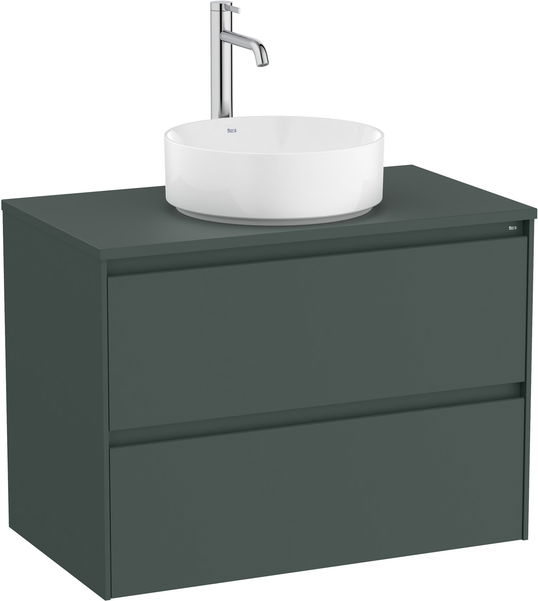 Dulap baza Roca Ona cu doua sertare 80cm pentru lavoar pe blat verde mat