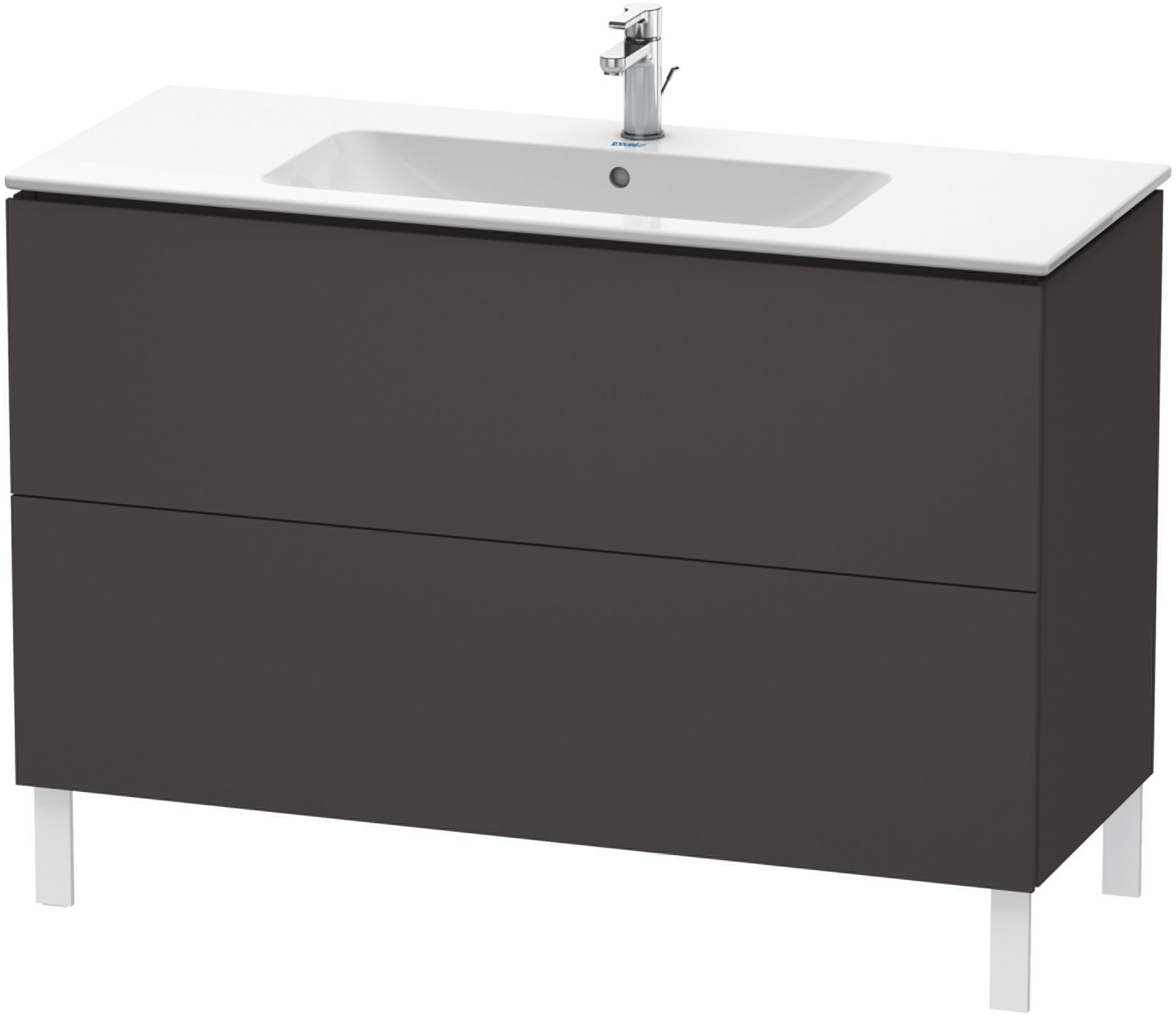 Dulap baza pe pardoseala Duravit L-Cube cu doua sertare 122cm grafit super mat