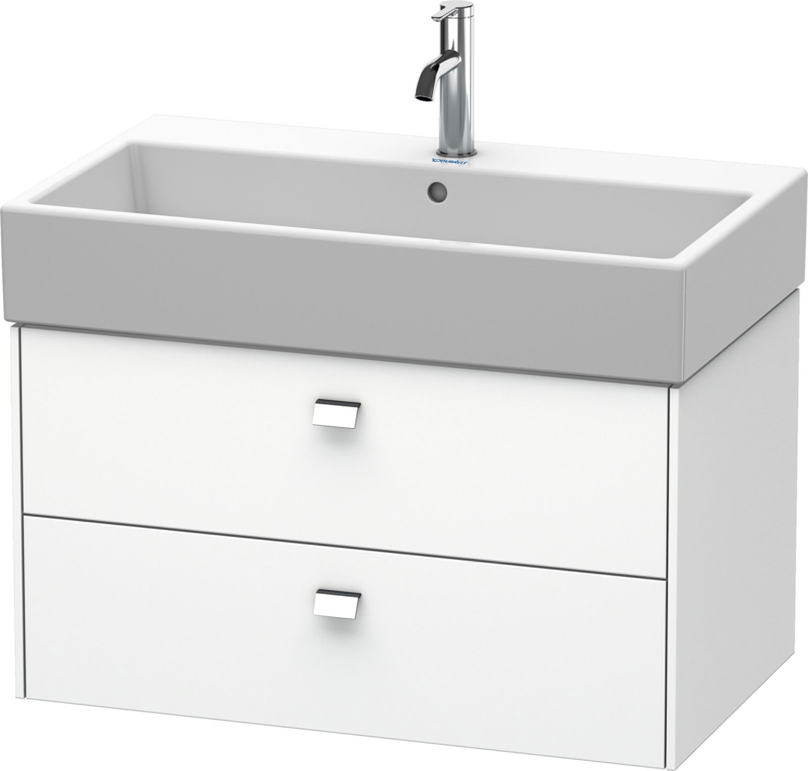 Dulap baza suspendat Duravit Brioso 784x442mm cu doua sertare alb mat manere crom