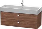 Dulap baza suspendat Duravit Brioso 1184x442mm cu doua sertare nuc inchis decor manere crom