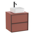 Dulap baza Roca Inspira pentru lavoare pe blat doua sertare 60cm rosu terracota