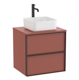 Dulap baza Roca Inspira pentru lavoare pe blat doua sertare 60cm rosu terracota