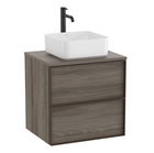 Dulap baza Roca Inspira pentru lavoare pe blat doua sertare 60cm maro magnolia