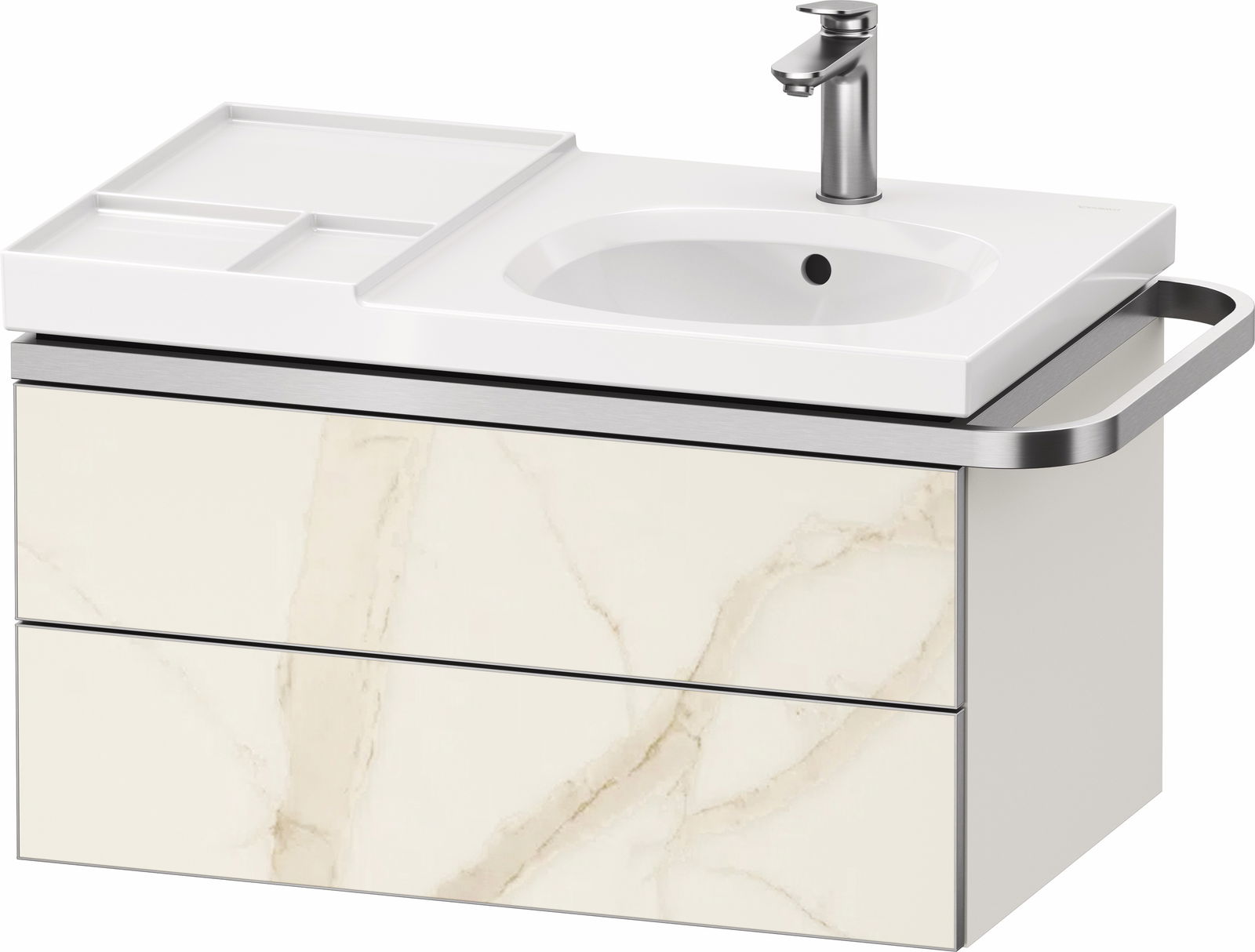 Dulap baza suspendat Duravit Aurena 784 x 492mm pentru lavoar cu doua sertare orientare dreapta inclus portprosop marmura mat