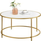 Masuta de cafea Vasagle, 84x84x45.5 cm, otel/PAL, auriu/alb