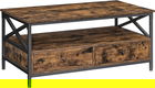 Masuta de cafea cu 2 sertare X Shaped, Vasagle, 100x55x45 cm, PAL/otel, maro