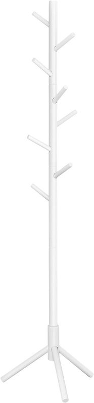 Cuier cu 8 agatatori Vasagle, 47x47x175 cm, lemn masiv, alb