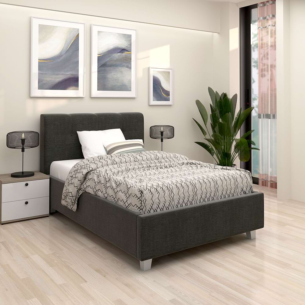 Pat tapitat copii ARISA, 90x200, stofa Neagra