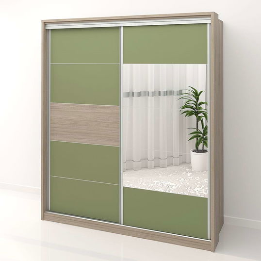 Dulap dormitor PRIMAVERA 185, H205, cu oglinda k3, Oak, Pesto