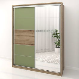 Dulap dormitor PRIMAVERA 185, H225, cu oglinda k5, Stejar, Pesto