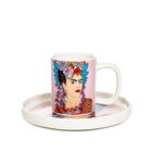 Ceasca cu farfurie pentru espresso Frida Kahlo, Homla, 80 ml, portelan, multicolor