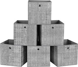 Set 6 cutii pentru depozitare, Vasagle, 30x30x30 cm, material netesut/carton, gri