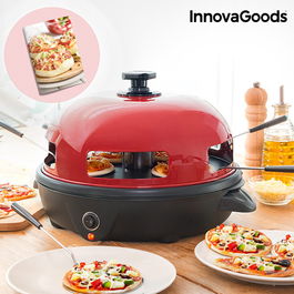 Cuptor electric pentru mini pizza cu carte de retete Presto, InnovaGoods, 700W, rosu/negru