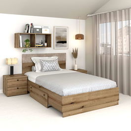 Pat copii AMBRO, 90x200, sertar lateral, Stejar