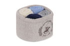 Set 4 prosoape de baie cu cos maro, Beverly Hills Polo Club, 30x30 cm, 100% bumbac, albastru/gri/alb/albastru inchis