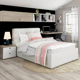 Pat tapitat de o persoana GEORGIA Clasic, 120x200, Piele eco Alba