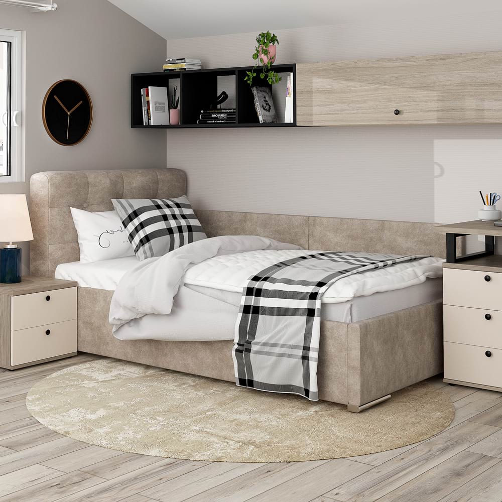 Pat colt deo persoana GEORGIA Clasic, 120x200, piele texturata Bej