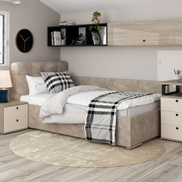 Pat colt deo persoana GEORGIA Clasic, 120x200, piele texturata Bej