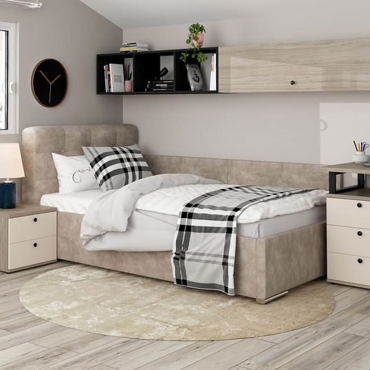 Pat colt deo persoana GEORGIA Clasic, 120x200, piele texturata Bej