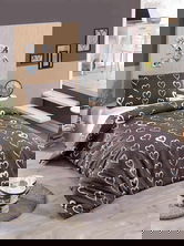 Lenjerie de pat pentru o persoana, Amaour - Brown, Eponj Home, 65% bumbac/35% poliester
