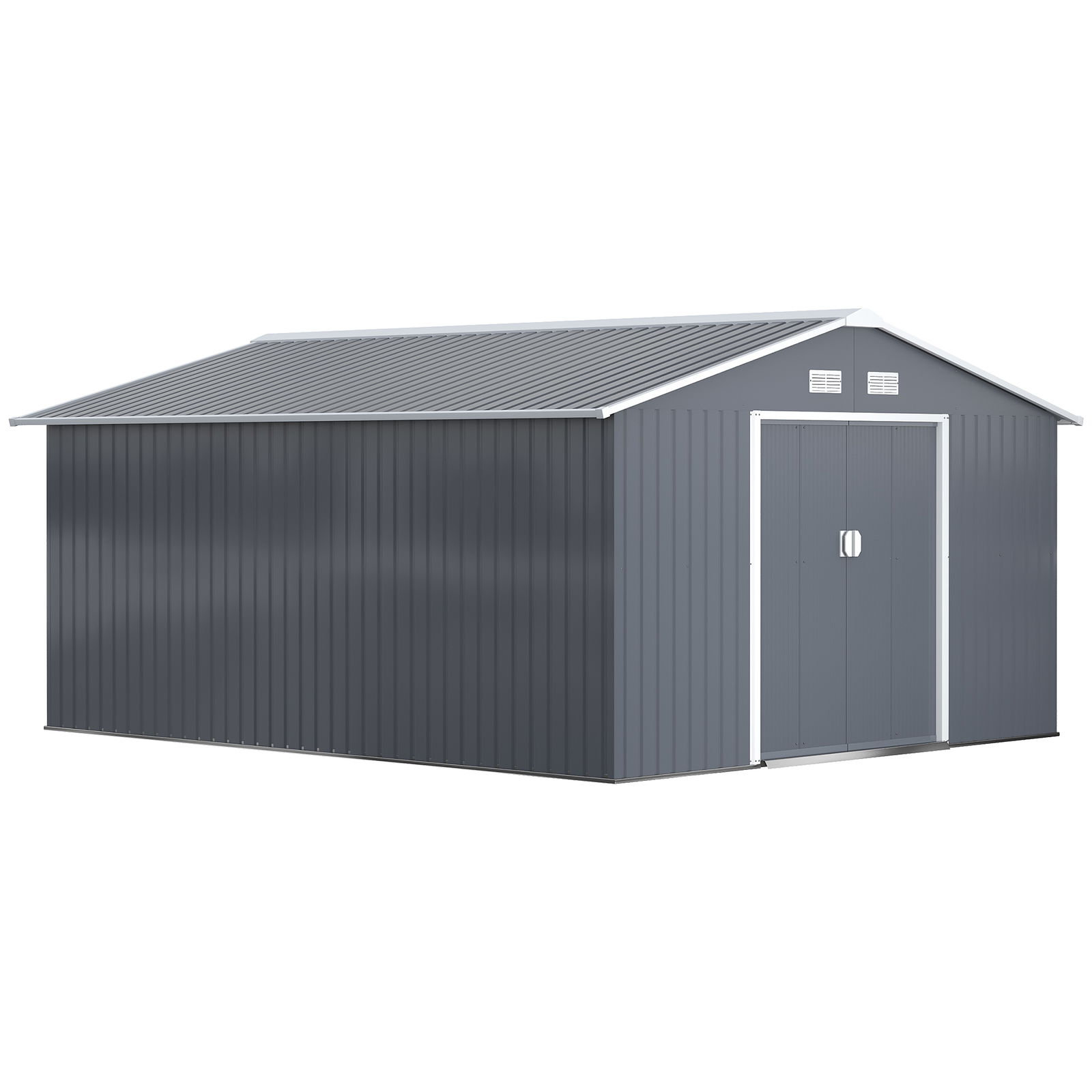 Outsunny magazie unelte, sopron din otel galvanizat, casuta de gradina pentru unelte de gradina 3.4x3.86x2m | AOSOM RO