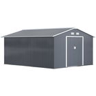 Outsunny magazie unelte, sopron din otel galvanizat, casuta de gradina pentru unelte de gradina 3.4x3.86x2m | AOSOM RO