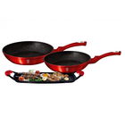 Set tigai 3 piese, Berlinger, Metallic Line Burgundy Edition, aluminiu turnat/marmura