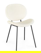 Scaun Maddie, Bizzotto, 52x59.5x79.5 cm, otel/poliester Boucle, alb