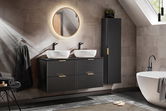 Set Mobilier baie, din MDF, 7 piese, 120 cm, Adel Negru culoare mat