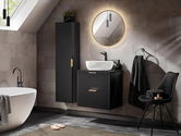 Set Mobilier baie, din mdf, 5 piese, 60 cm, Adel Negru culoare mat