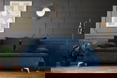 Canapea extensibila Sofie Lux, 203x92x86 cm, 3 locuri, lada pentru depozitare, Albastru navy