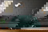 Canapea extensibila Sofie Lux, 203x92x86 cm, 3 locuri, lada pentru depozitare, verde pin