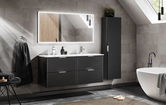 Set Mobilier baie, MDF, 5 piese, 120 cm, Adel Negru culoare mat