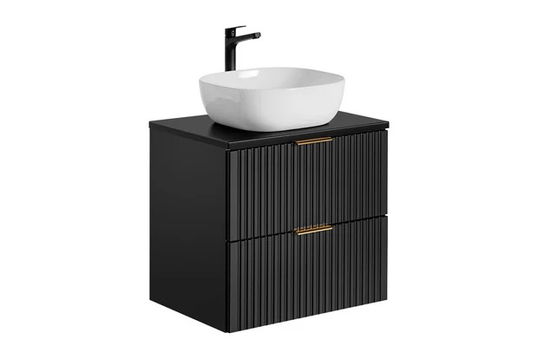 Set masca si lavoar, Adel Negru MDF culoare Mat, 60 cm