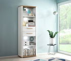 Dulap cu 2 sertare Oude II, 65.5x41.3x198.3 cm, PAL/MDF/lemn, alb/stejar