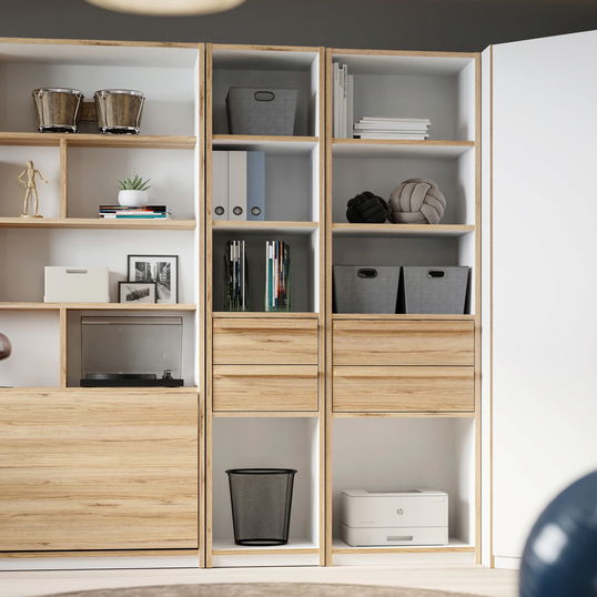 Dulap cu 2 sertare Soest II, 44.3x42.2x215 cm, PAL/MDF, alb/stejar