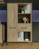 Dulap cu 1 sertar Oss I, 94.1x41.5x151.5 cm, PAL/metal, stejar/negru