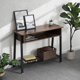 Consola Industrial, Vasagle, 100 x 35 x 80 cm, fier/PAL, maro rustic