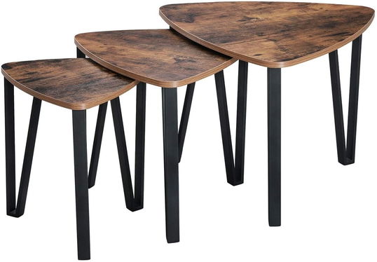 Set 3 masute de cafea Nesting, Vasagle, otel/PAL, maro
