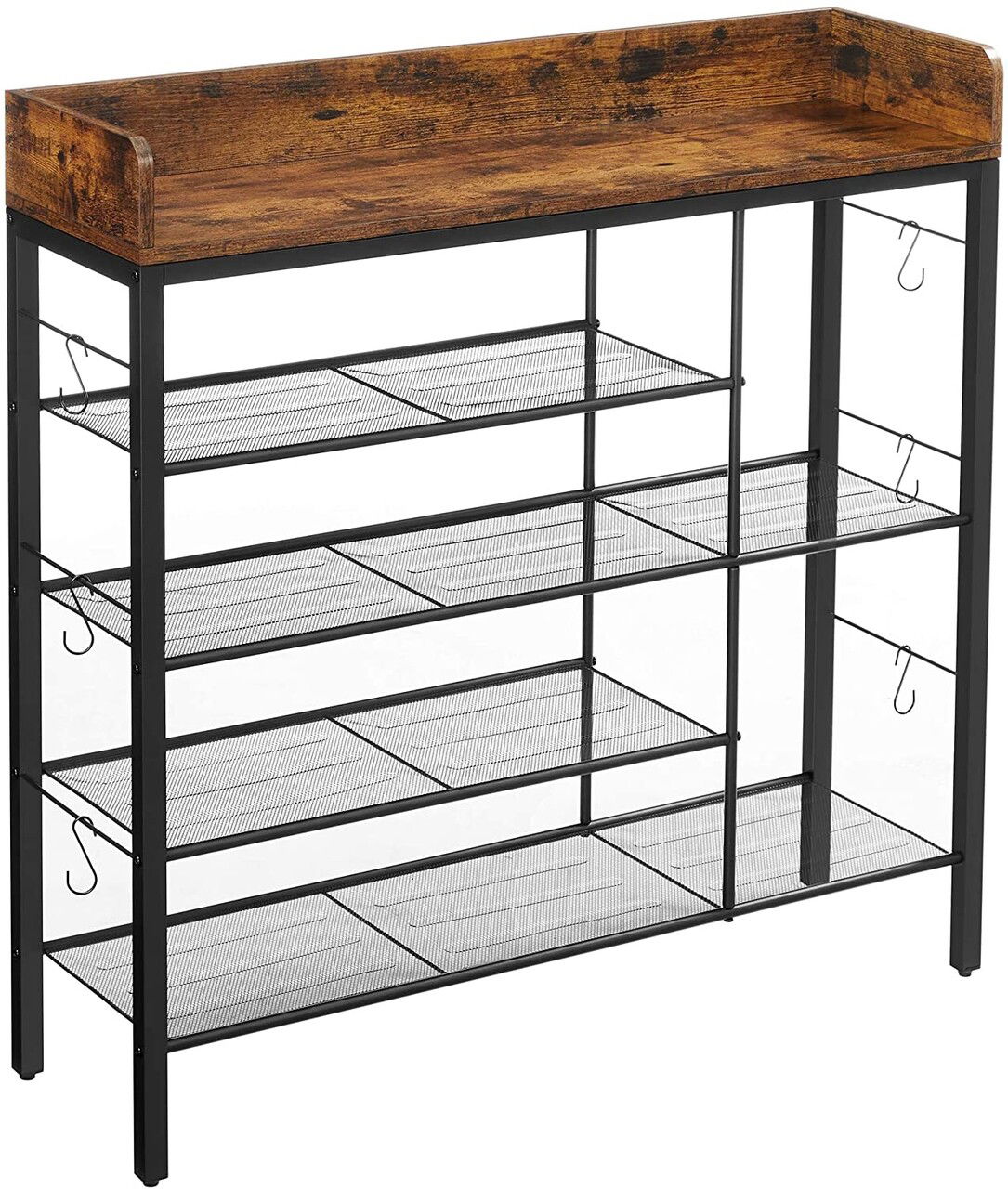 Pantofar cu 5 rafturi, Vasagle, 100 x 30 x 100 cm, otel/PAL, maro rustic