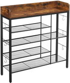 Pantofar cu 5 rafturi, Vasagle, 100 x 30 x 100 cm, otel/PAL, maro rustic