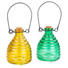 Set 2 capcane pentru viespi, Maximex, 9 x 9 x 14 cm, sticla, verde/galben