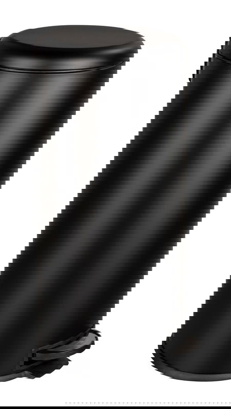 Cos de gunoi, Wenko, Leman Easy Close, 30.5 x 37.5 x 64 cm, 30 L, inox/polipropilena, negru