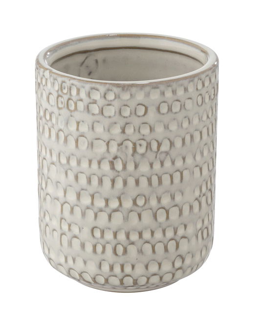 Suport periute si pasta de dinti, Wenko, Pergole, 7 x 7 x 9 cm, ceramica, crem