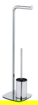 Suport hartie igienica si perie pentru toaleta, Wenko, Iria, 23 x 20 x 72 cm, inox, gri