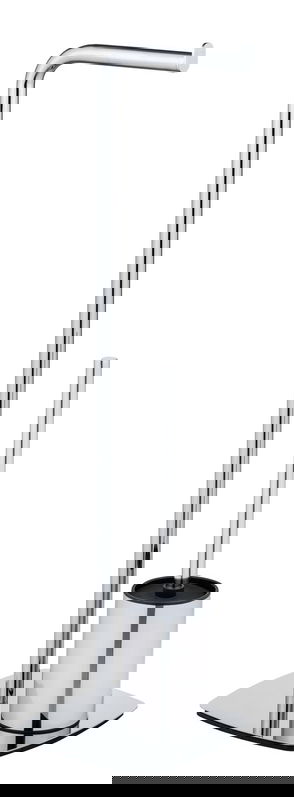Suport hartie igienica si perie pentru toaleta, Wenko, Iria, 23 x 20 x 72 cm, inox, gri