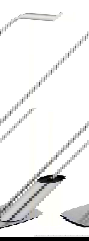 Suport hartie igienica si perie pentru toaleta, Wenko, Iria, 23 x 20 x 72 cm, inox, gri mat