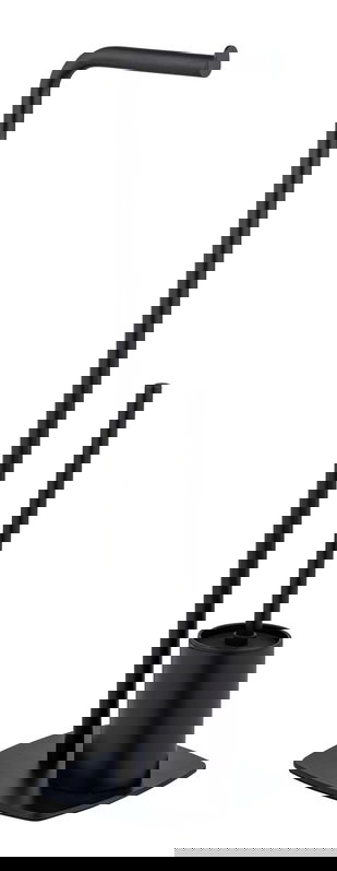 Suport hartie igienica si perie pentru toaleta, Wenko, Iria, 23 x 20 x 72 cm, inox, negru