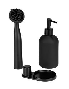 Set curatare vase 3 piese, Wenko, Piedo, sticla/plastic/polirasina, negru