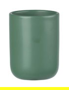 Suport periute si pasta de dinti, Allstar, Olinda, 7.6 x 7.6 x 10 cm, ceramica, verde